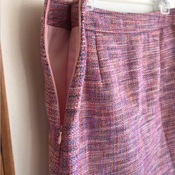LOFT Pink Tweed A Line Petite Tailored Skirt 12P - Picture 5 of 15